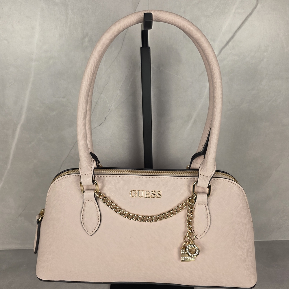 GUESS Pink Handbag with Gold Accents